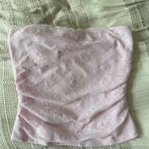 Garage Light Pink Strapless Floral Embroidered Bustier